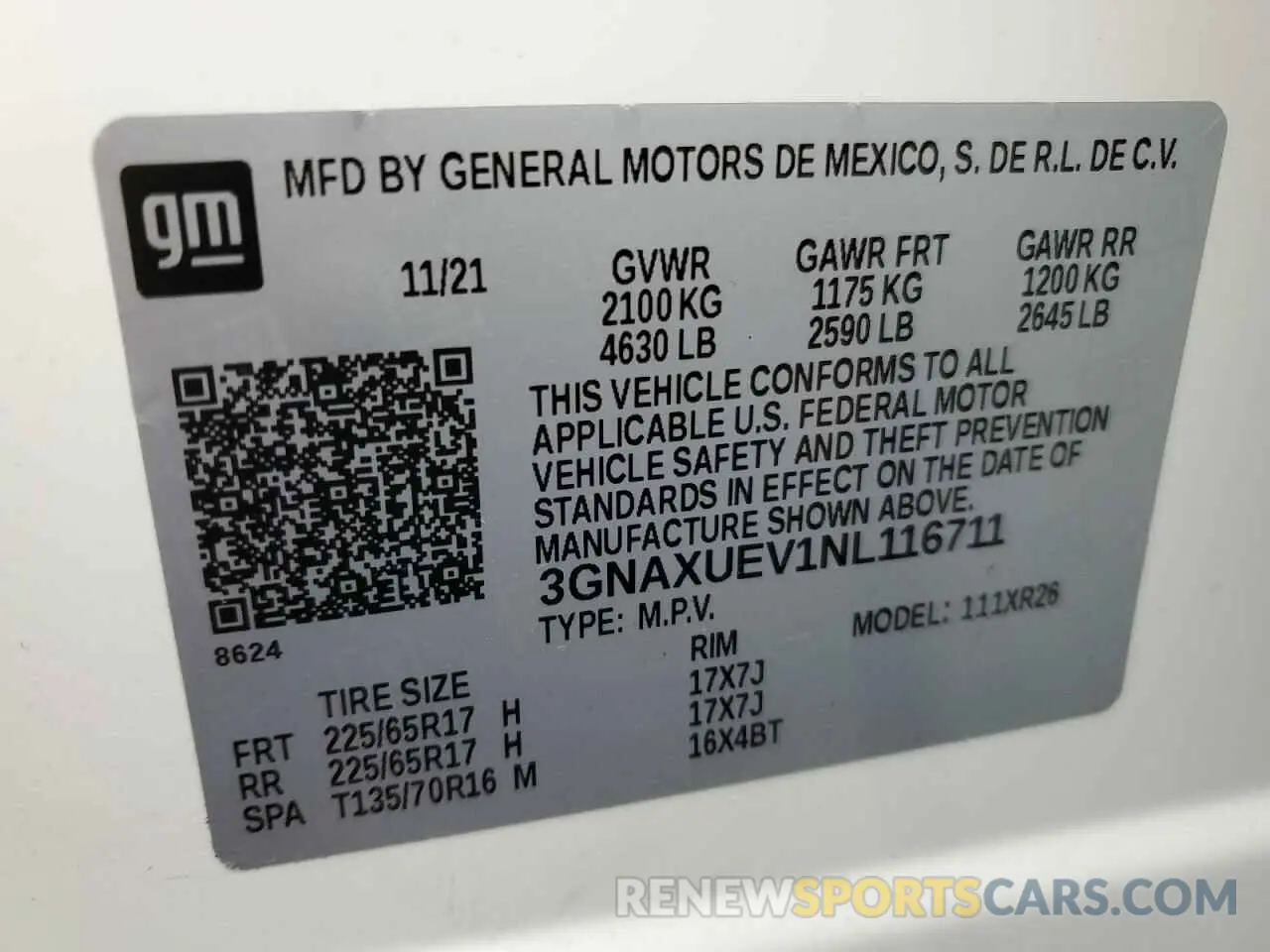 13 Photograph of a damaged car 3GNAXUEV1NL116711 CHEVROLET EQUINOX 2022