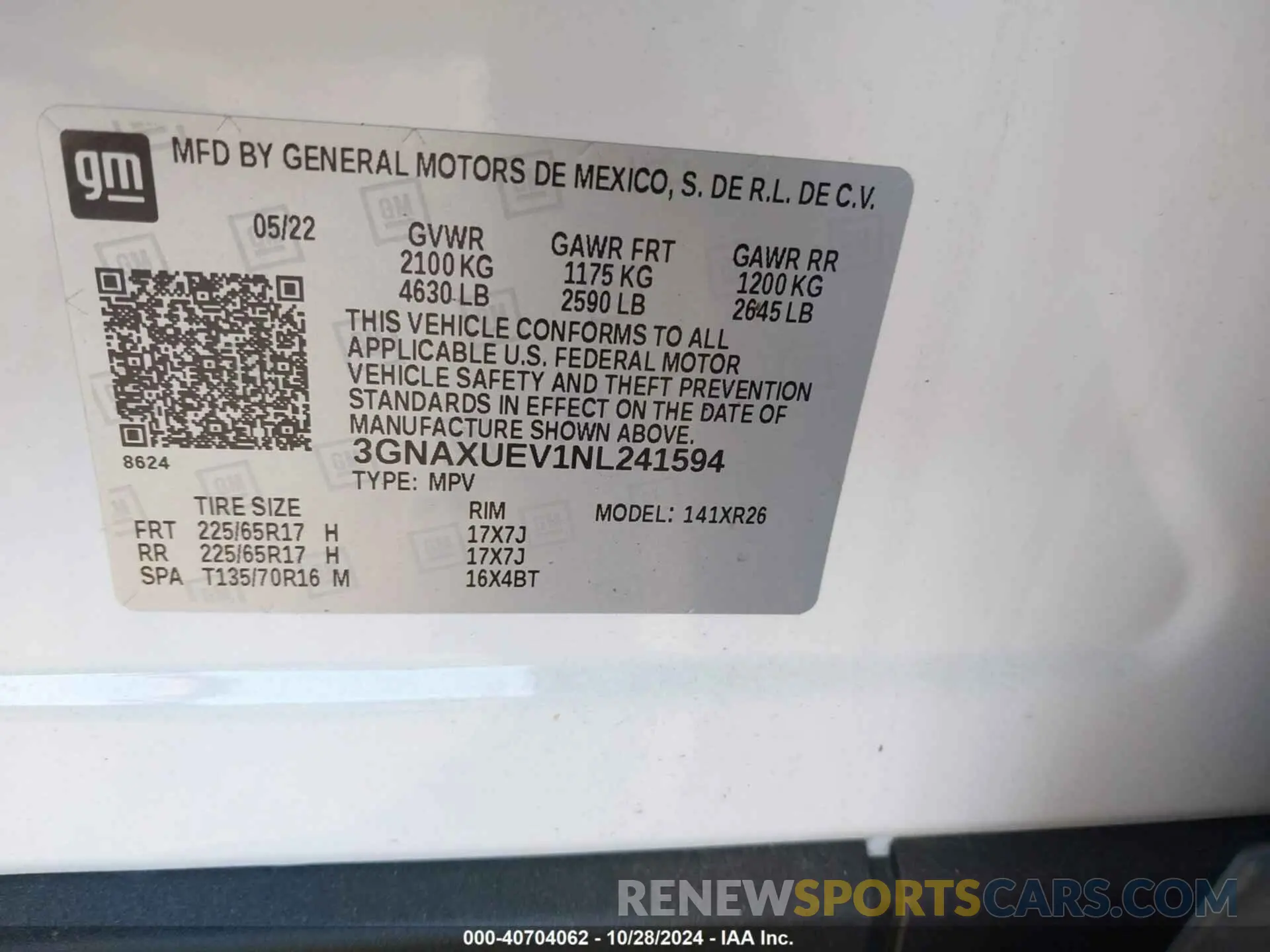 9 Photograph of a damaged car 3GNAXUEV1NL241594 CHEVROLET EQUINOX 2022