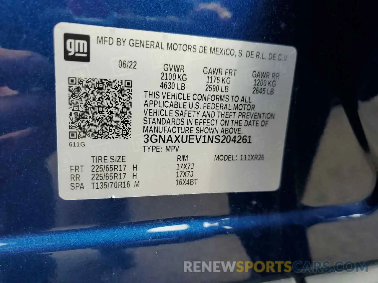 13 Photograph of a damaged car 3GNAXUEV1NS204261 CHEVROLET EQUINOX 2022