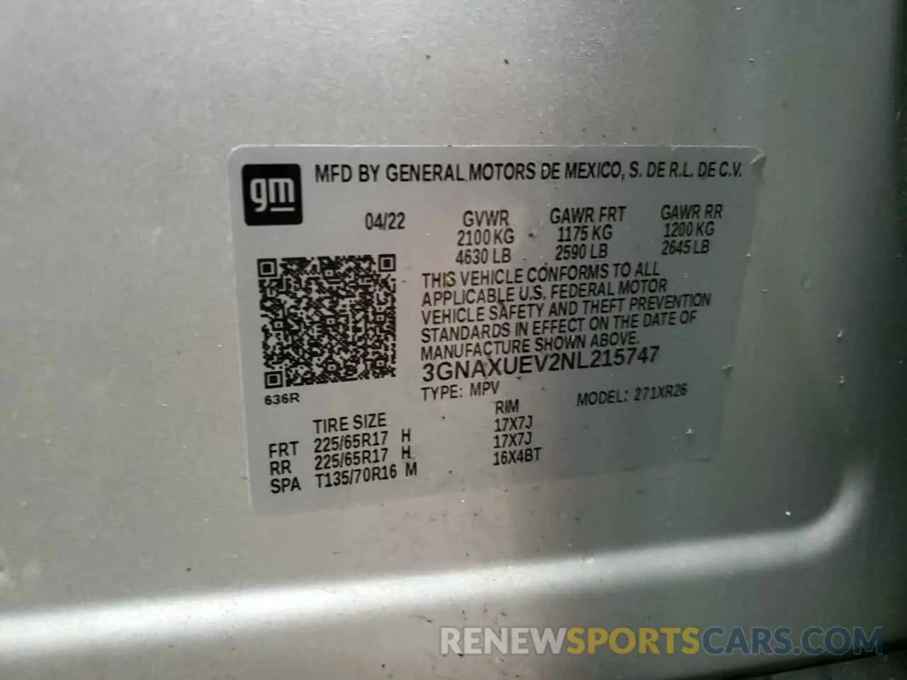 13 Photograph of a damaged car 3GNAXUEV2NL215747 CHEVROLET EQUINOX 2022