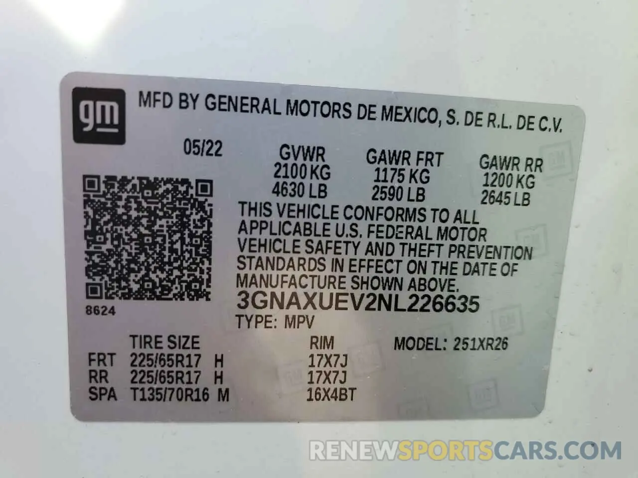14 Photograph of a damaged car 3GNAXUEV2NL226635 CHEVROLET EQUINOX 2022
