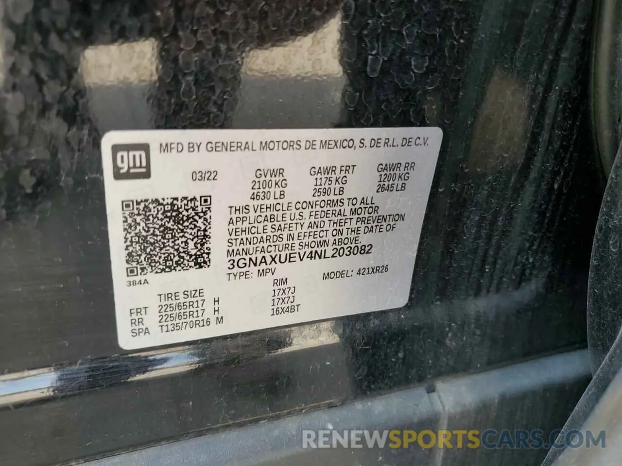 12 Photograph of a damaged car 3GNAXUEV4NL203082 CHEVROLET EQUINOX 2022