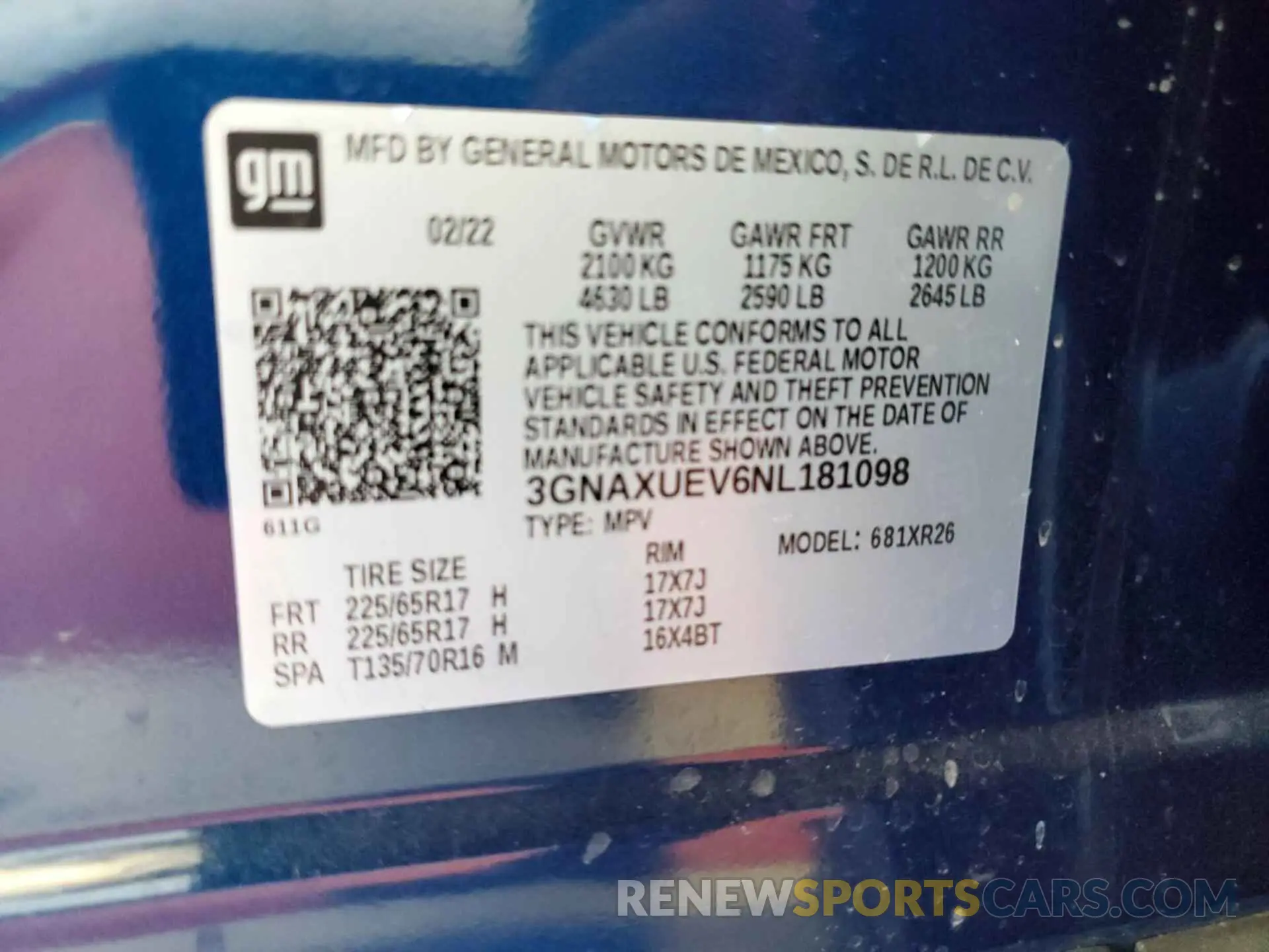 21 Фотография поврежденного автомобиля 3GNAXUEV6NL181098 CHEVROLET EQUINOX 2022