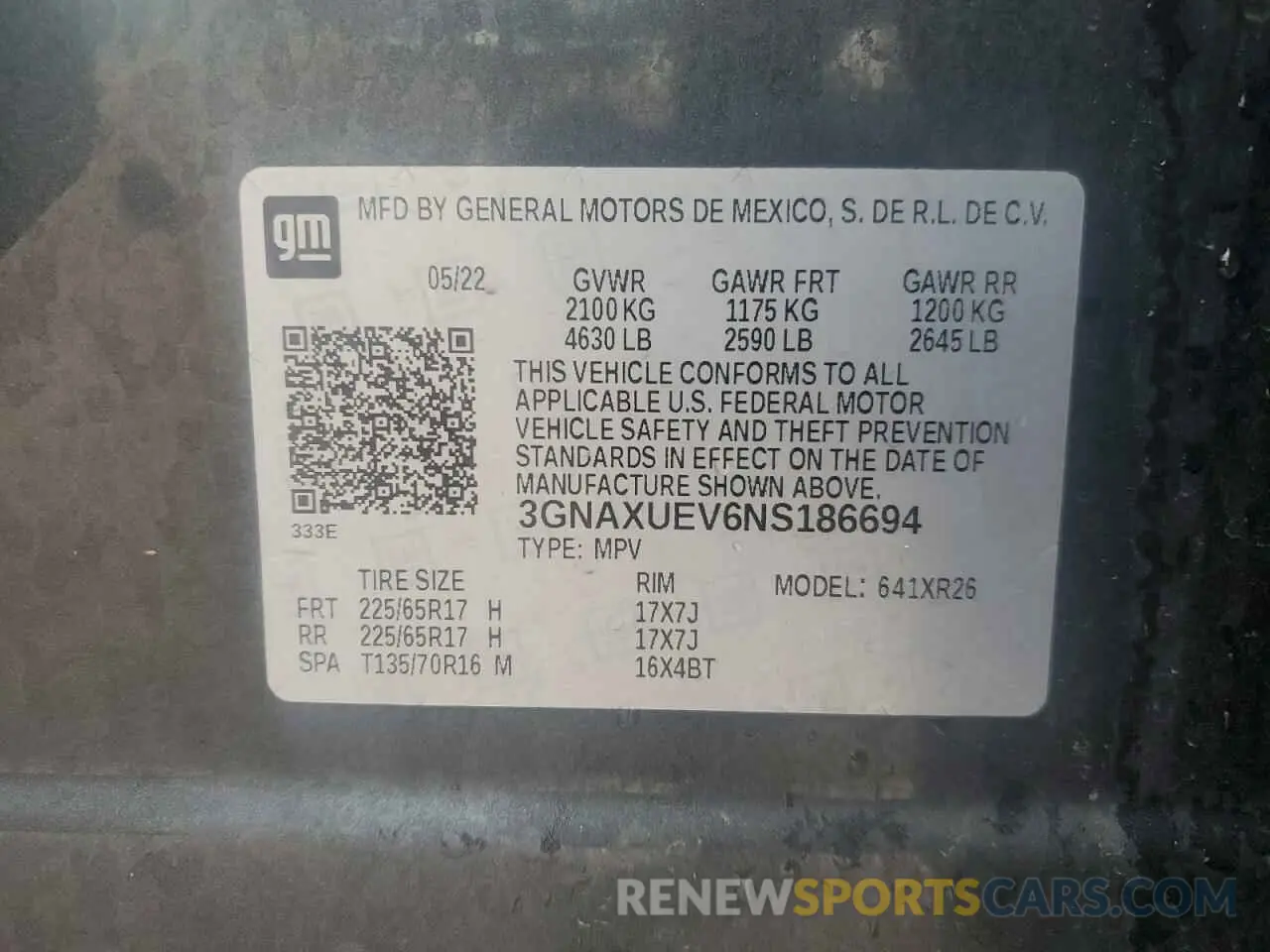 13 Photograph of a damaged car 3GNAXUEV6NS186694 CHEVROLET EQUINOX 2022