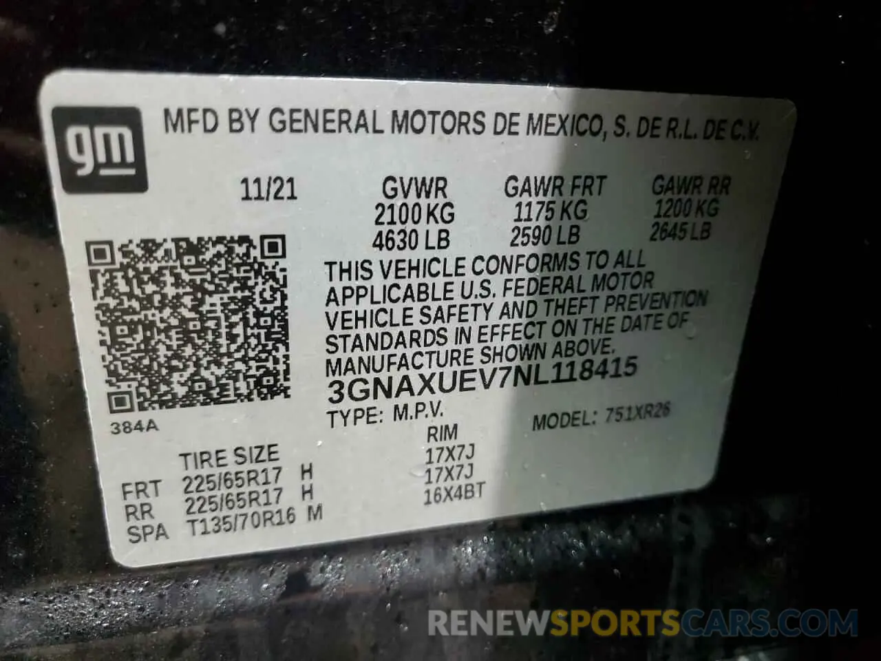 13 Photograph of a damaged car 3GNAXUEV7NL118415 CHEVROLET EQUINOX 2022