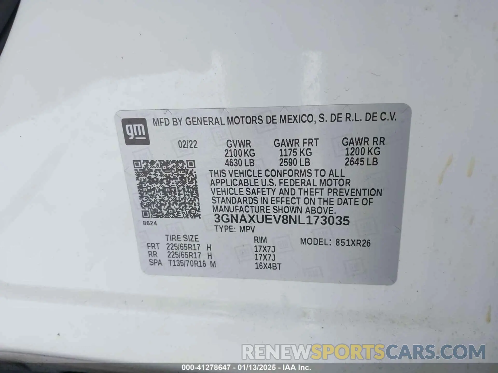 9 Photograph of a damaged car 3GNAXUEV8NL173035 CHEVROLET EQUINOX 2022