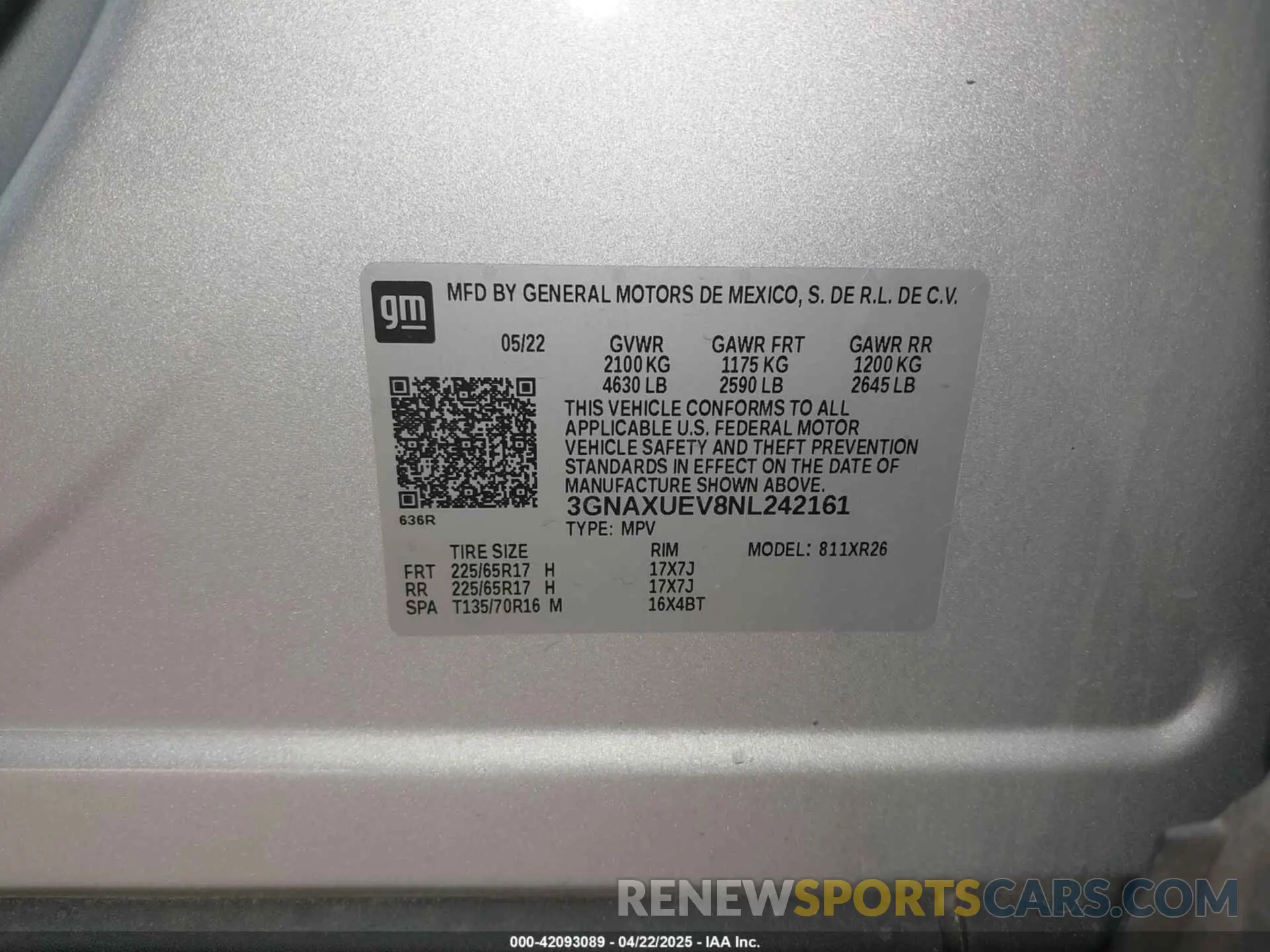 9 Photograph of a damaged car 3GNAXUEV8NL242161 CHEVROLET EQUINOX 2022