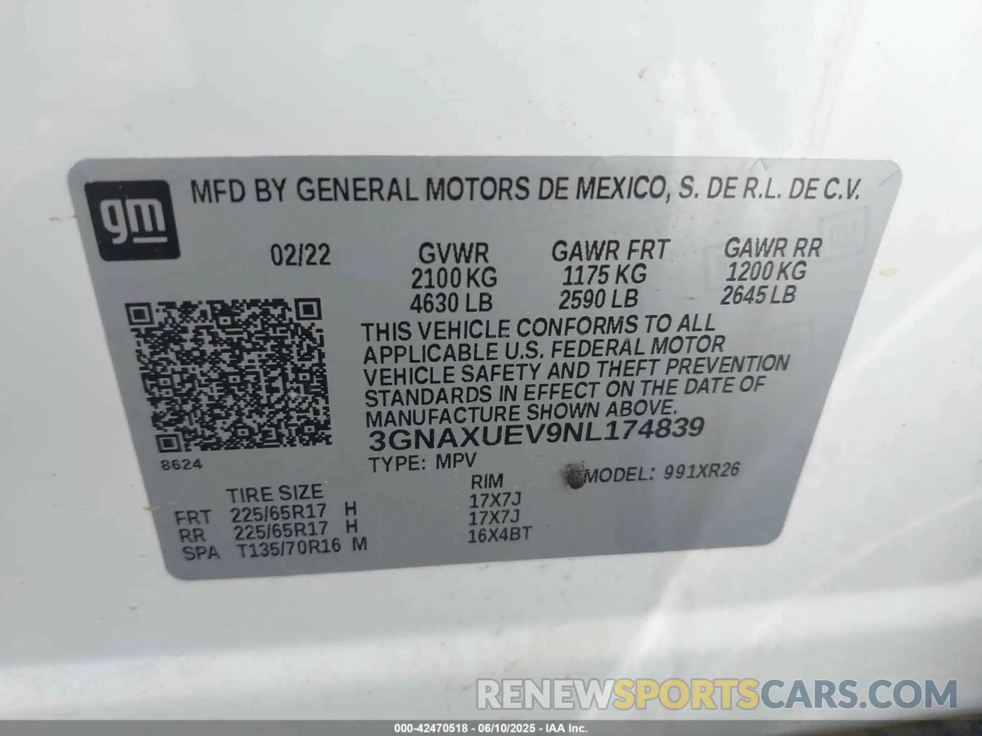 9 Photograph of a damaged car 3GNAXUEV9NL174839 CHEVROLET EQUINOX 2022