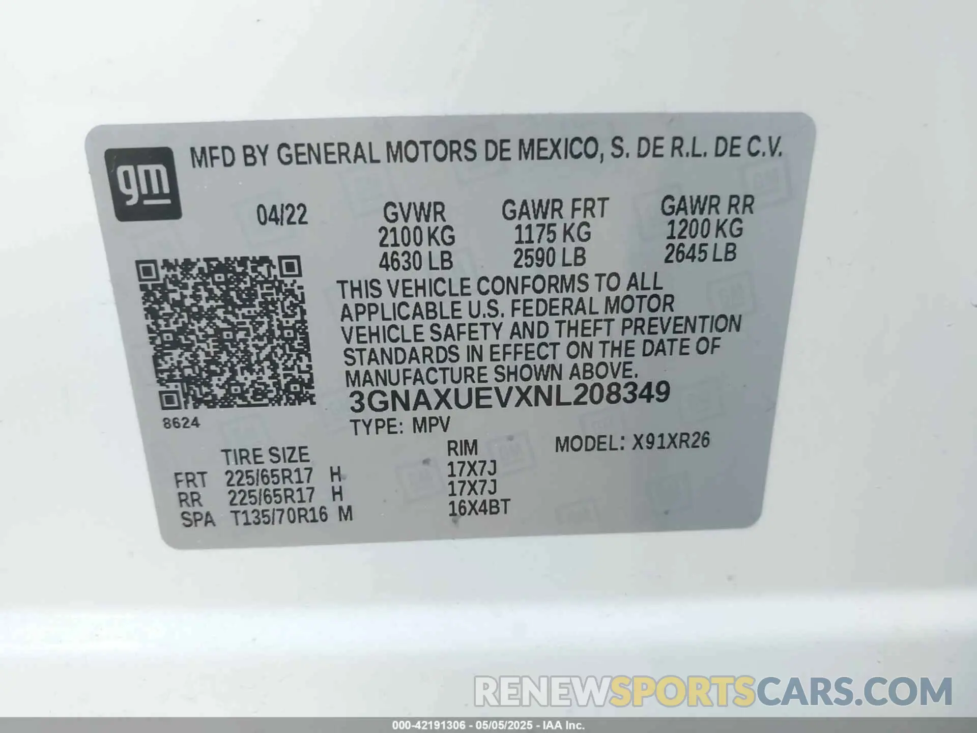 9 Фотография поврежденного автомобиля 3GNAXUEVXNL208349 CHEVROLET EQUINOX 2022