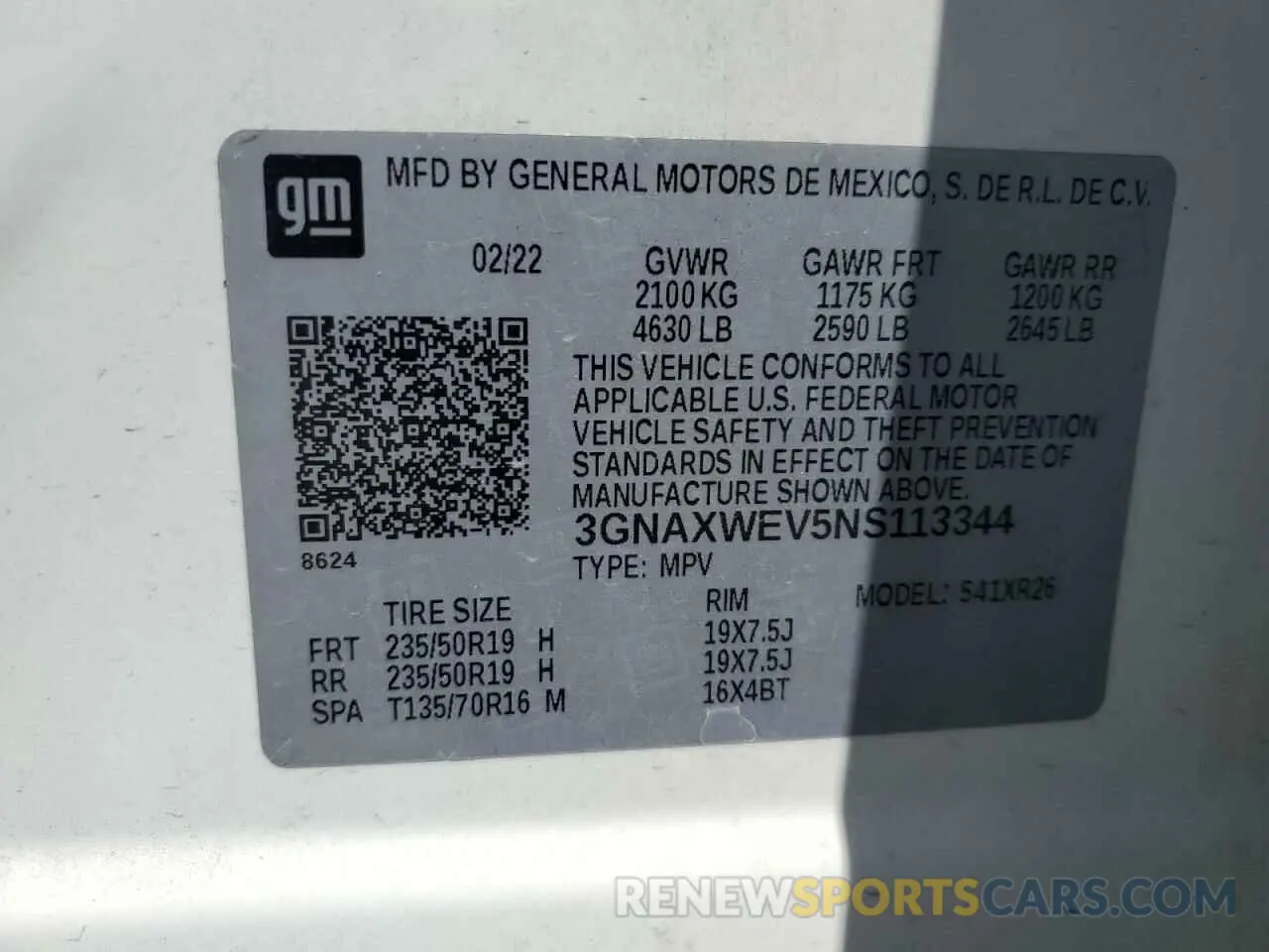 13 Фотография поврежденного автомобиля 3GNAXWEV5NS113344 CHEVROLET EQUINOX 2022