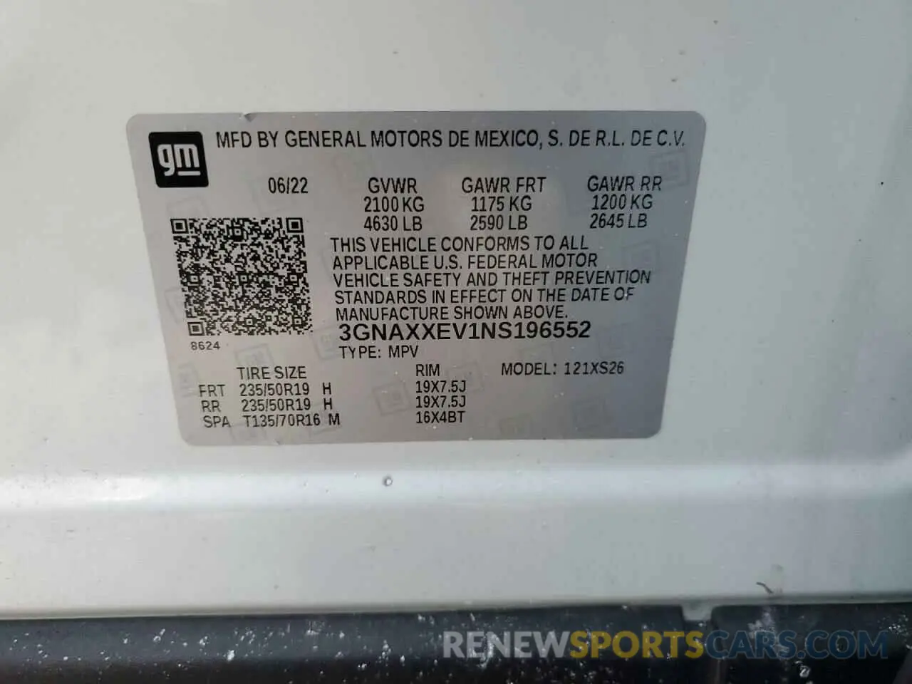 14 Photograph of a damaged car 3GNAXXEV1NS196552 CHEVROLET EQUINOX 2022