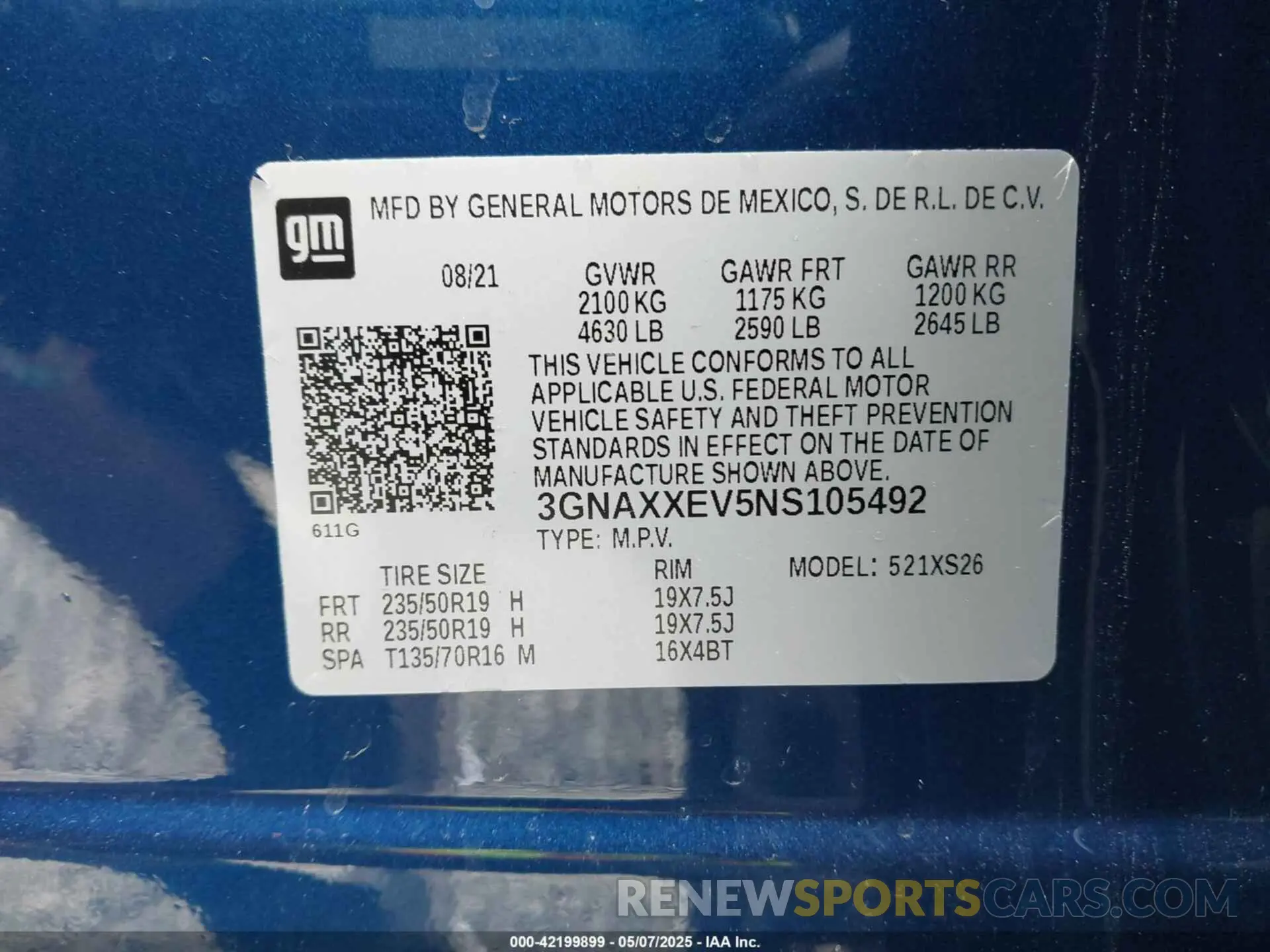 9 Photograph of a damaged car 3GNAXXEV5NS105492 CHEVROLET EQUINOX 2022