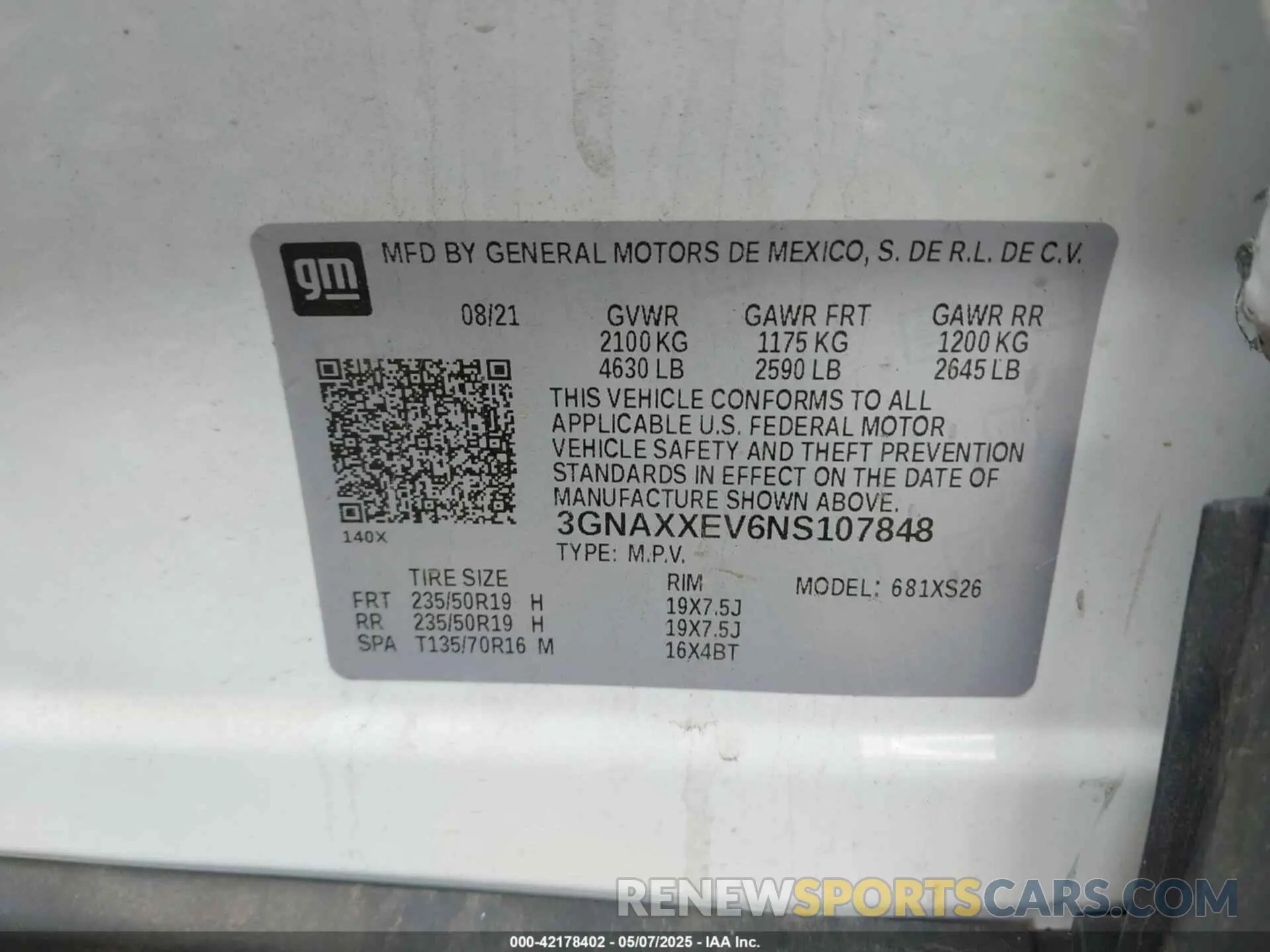9 Photograph of a damaged car 3GNAXXEV6NS107848 CHEVROLET EQUINOX 2022