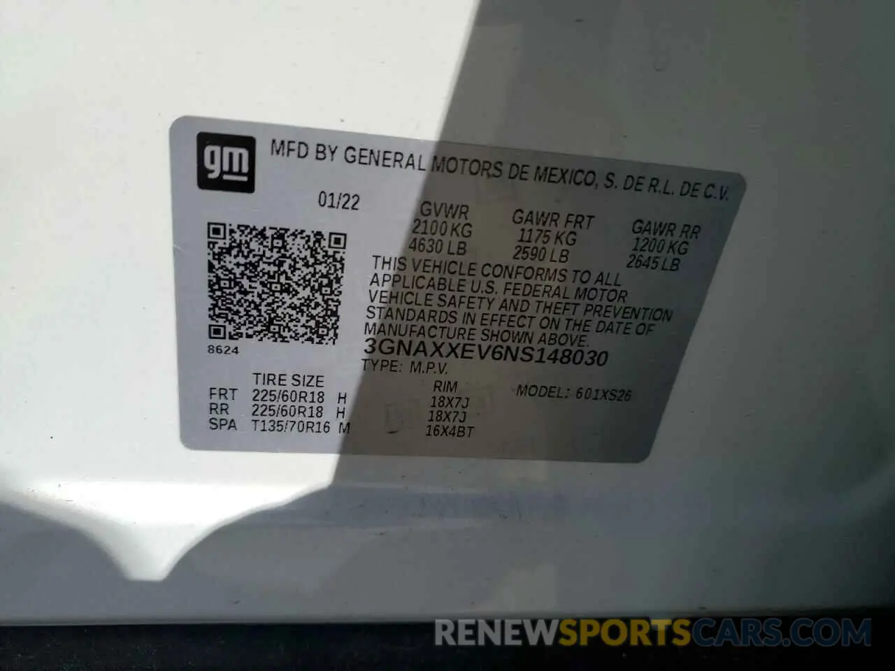 13 Photograph of a damaged car 3GNAXXEV6NS148030 CHEVROLET EQUINOX 2022