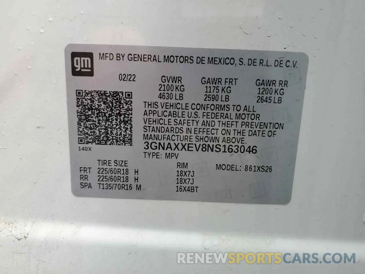 13 Photograph of a damaged car 3GNAXXEV8NS163046 CHEVROLET EQUINOX 2022