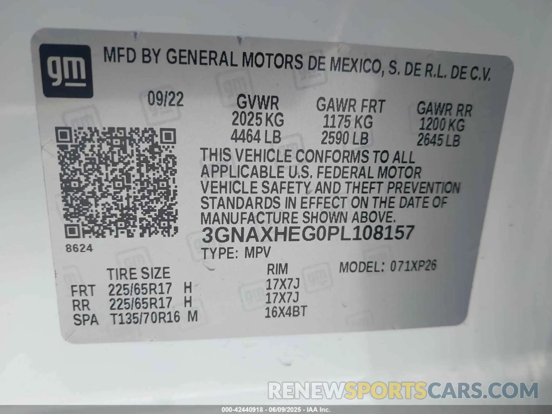 9 Photograph of a damaged car 3GNAXHEG0PL108157 CHEVROLET EQUINOX 2023