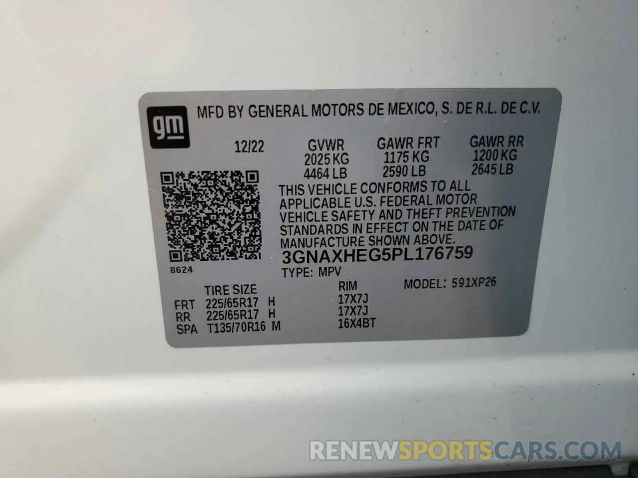 13 Фотография поврежденного автомобиля 3GNAXHEG5PL176759 CHEVROLET EQUINOX 2023