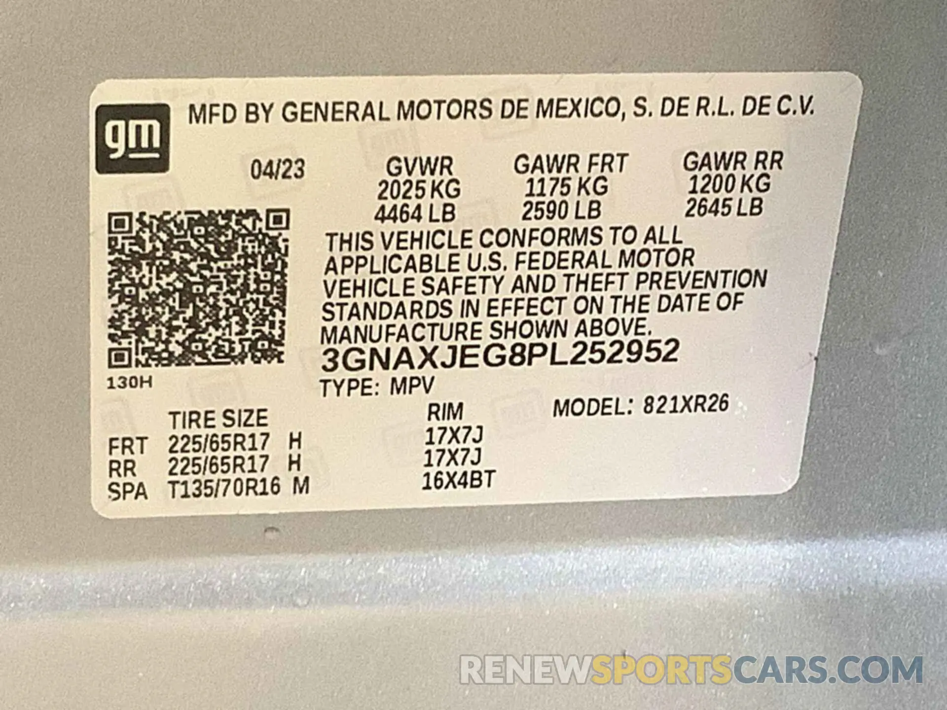1 Photograph of a damaged car 3GNAXJEG8PL252952 CHEVROLET EQUINOX 2023