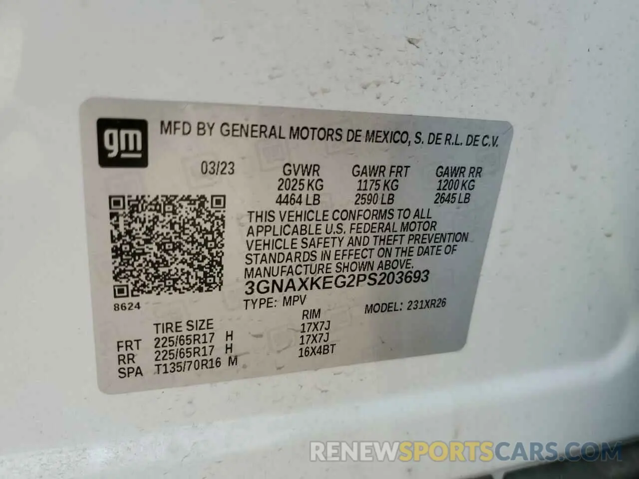13 Фотография поврежденного автомобиля 3GNAXKEG2PS203693 CHEVROLET EQUINOX 2023