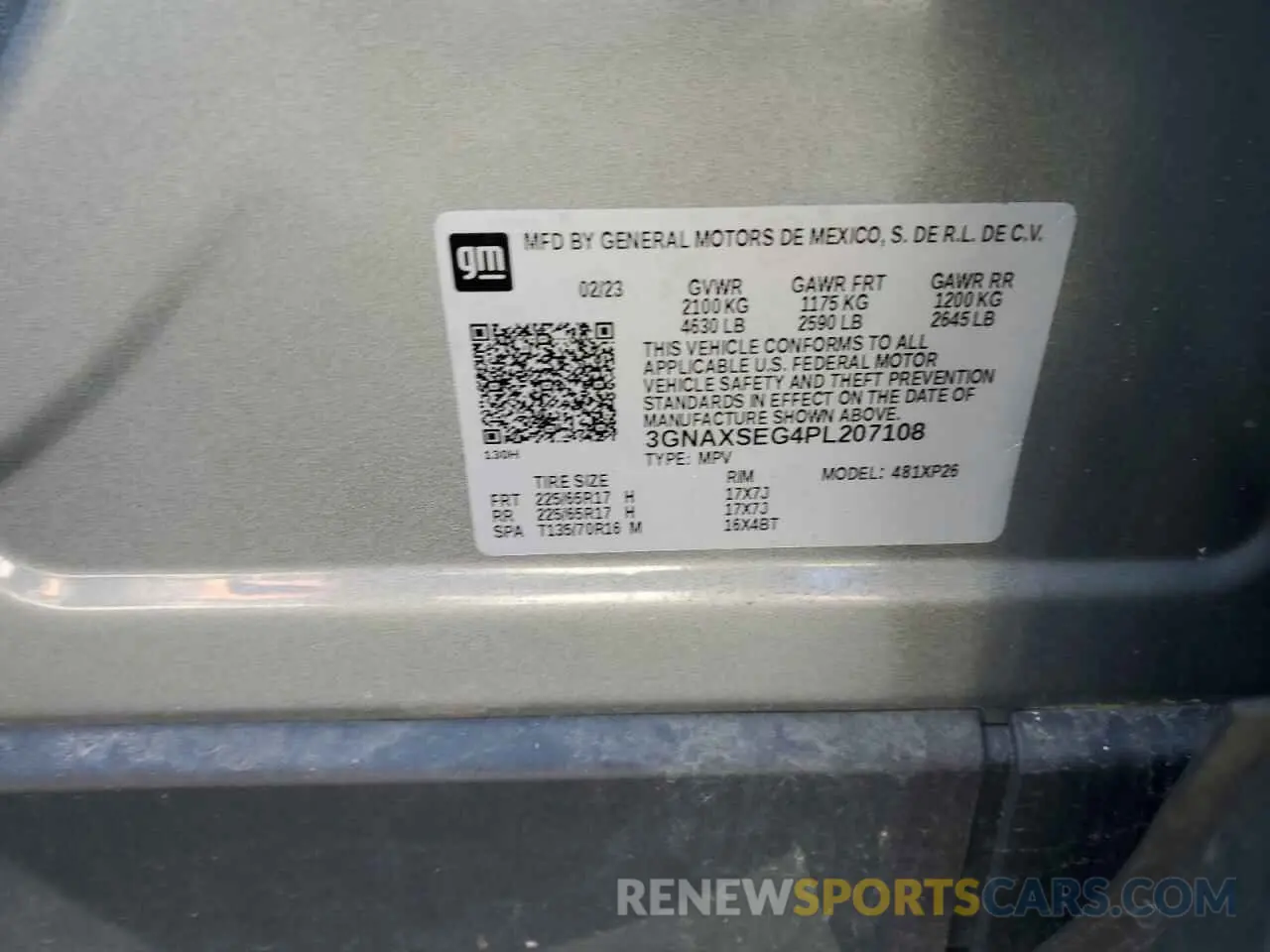 14 Фотография поврежденного автомобиля 3GNAXSEG4PL207108 CHEVROLET EQUINOX 2023