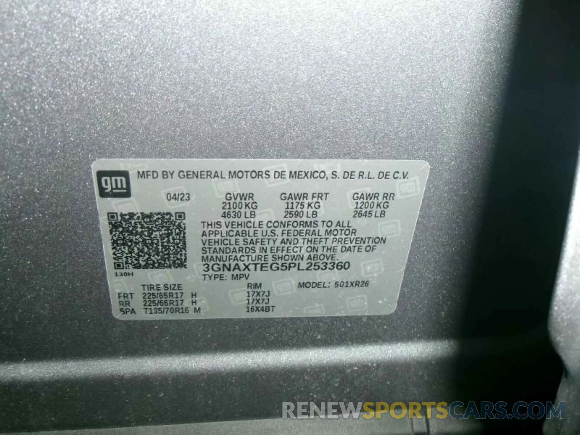 5 Photograph of a damaged car 3GNAXTEG5PL253360 CHEVROLET EQUINOX 2023
