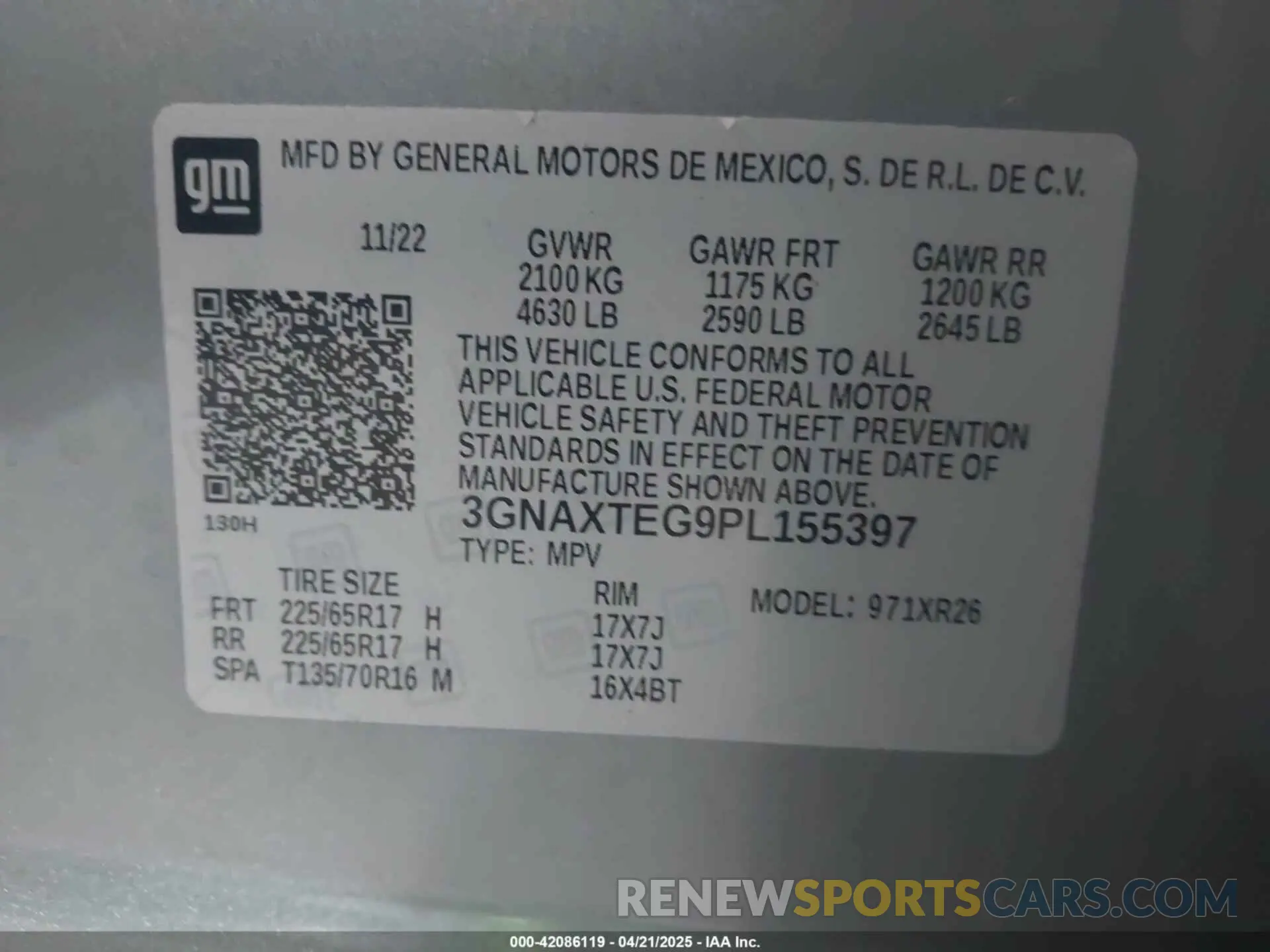 9 Photograph of a damaged car 3GNAXTEG9PL155397 CHEVROLET EQUINOX 2023