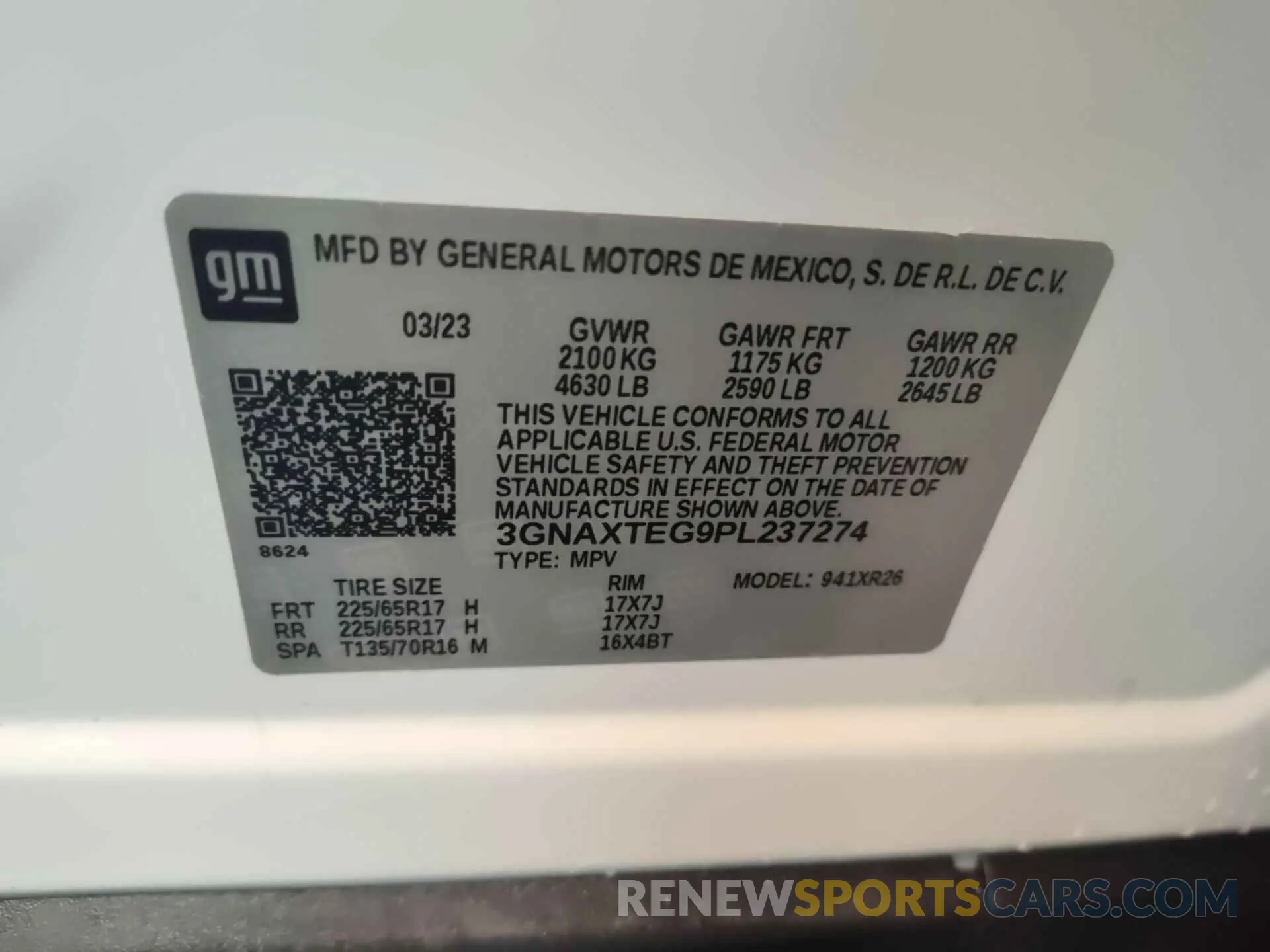 17 Photograph of a damaged car 3GNAXTEG9PL237274 CHEVROLET EQUINOX 2023