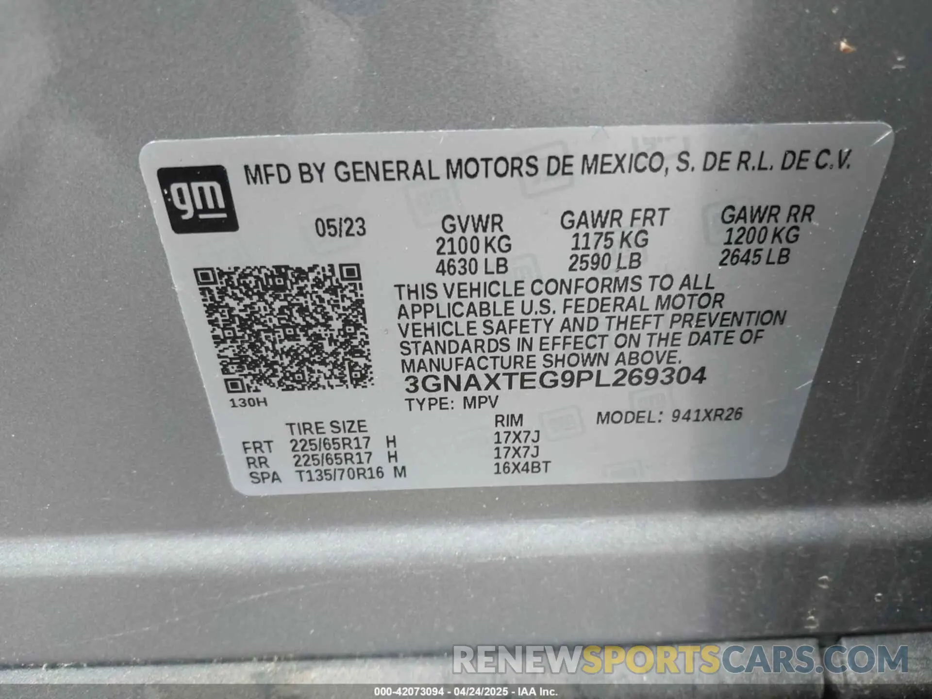 9 Photograph of a damaged car 3GNAXTEG9PL269304 CHEVROLET EQUINOX 2023