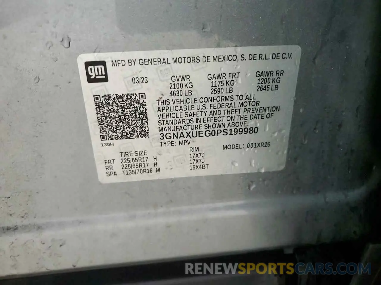 14 Фотография поврежденного автомобиля 3GNAXUEG0PS199980 CHEVROLET EQUINOX 2023