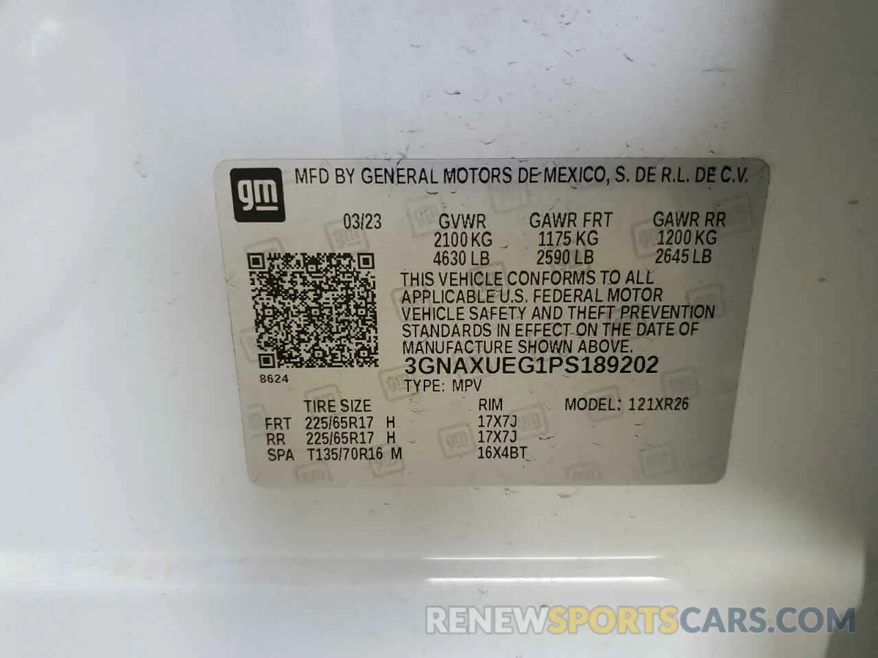 14 Фотография поврежденного автомобиля 3GNAXUEG1PS189202 CHEVROLET EQUINOX 2023