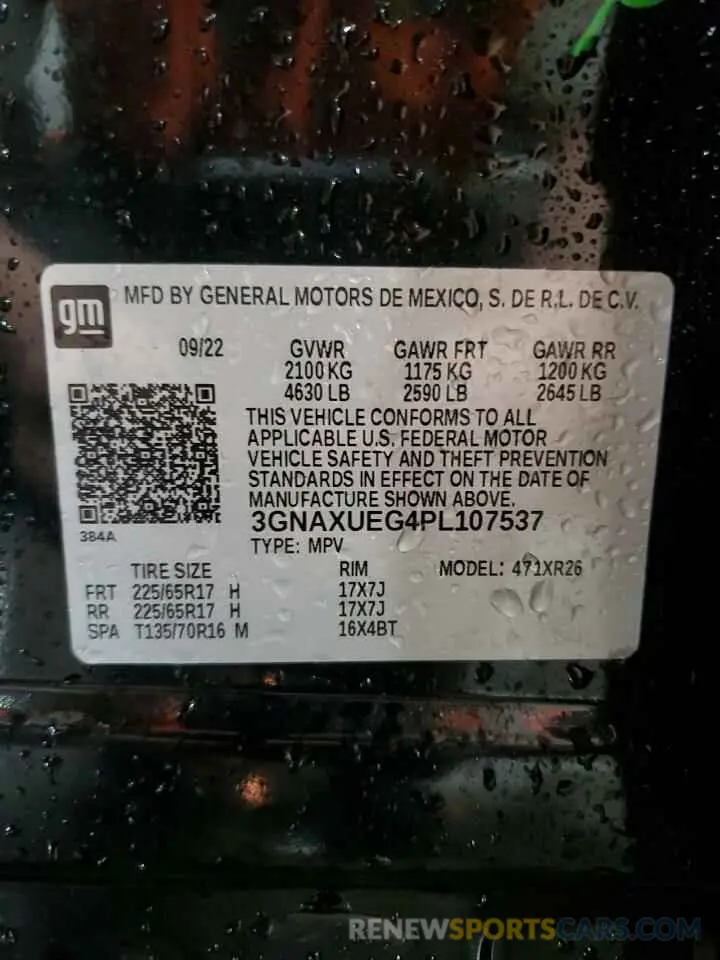 15 Фотография поврежденного автомобиля 3GNAXUEG4PL107537 CHEVROLET EQUINOX 2023