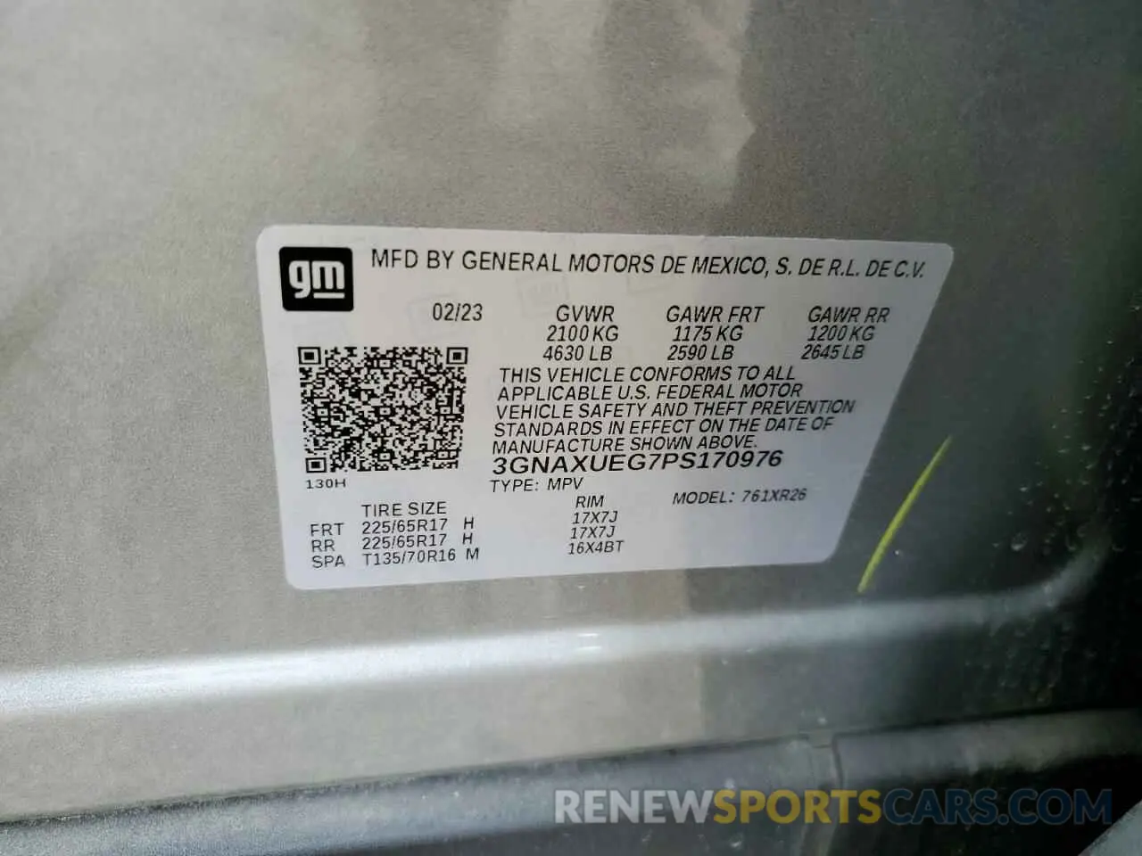 14 Photograph of a damaged car 3GNAXUEG7PS170976 CHEVROLET EQUINOX 2023