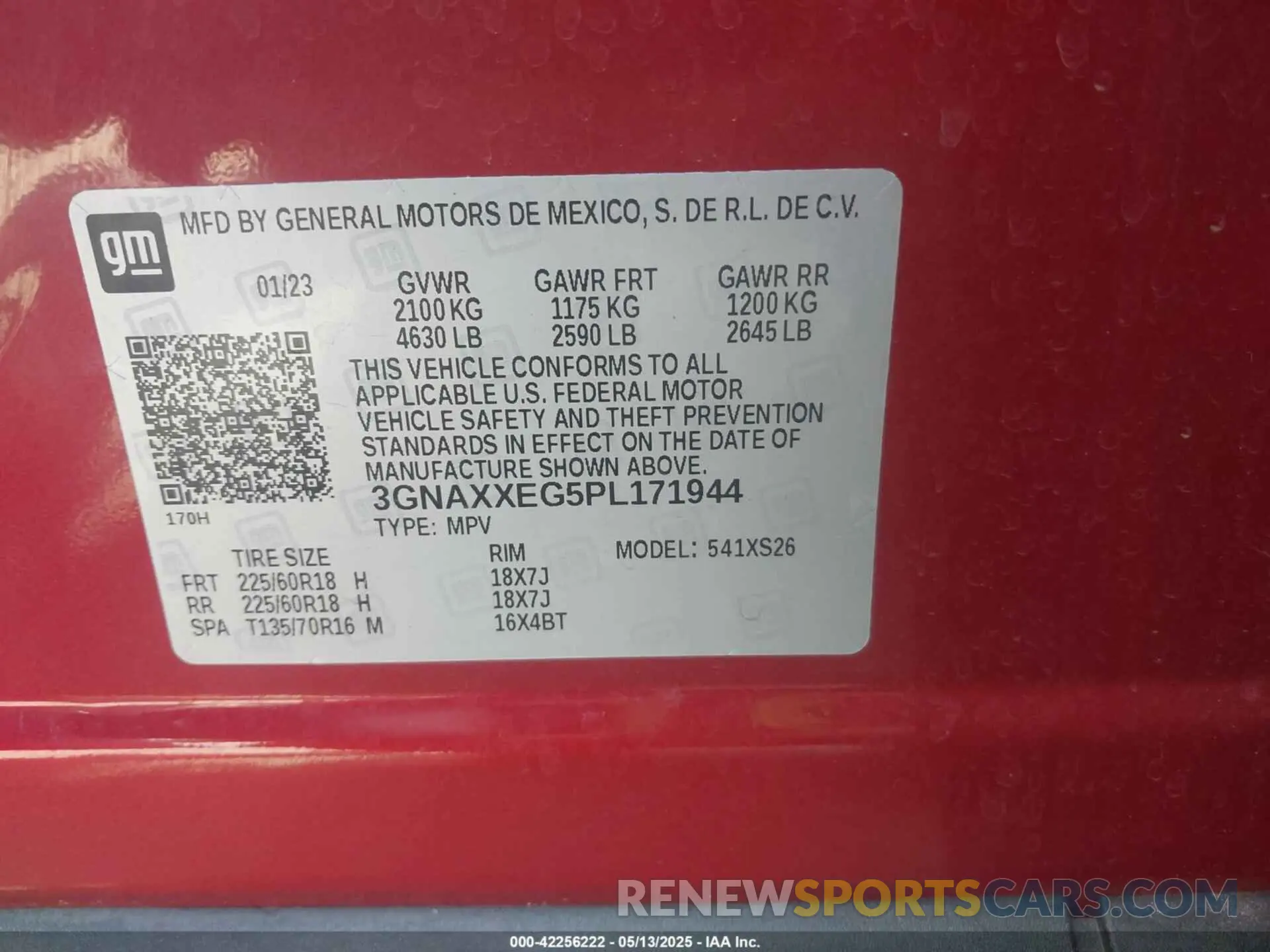 9 Фотография поврежденного автомобиля 3GNAXXEG5PL171944 CHEVROLET EQUINOX 2023