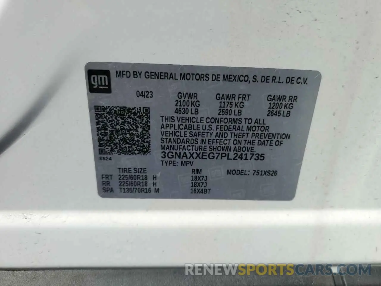 13 Фотография поврежденного автомобиля 3GNAXXEG7PL241735 CHEVROLET EQUINOX 2023