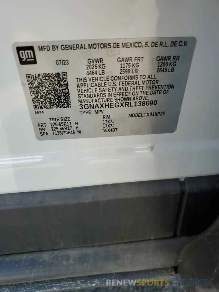 13 Фотография поврежденного автомобиля 3GNAXHEGXRL138690 CHEVROLET EQUINOX 2024