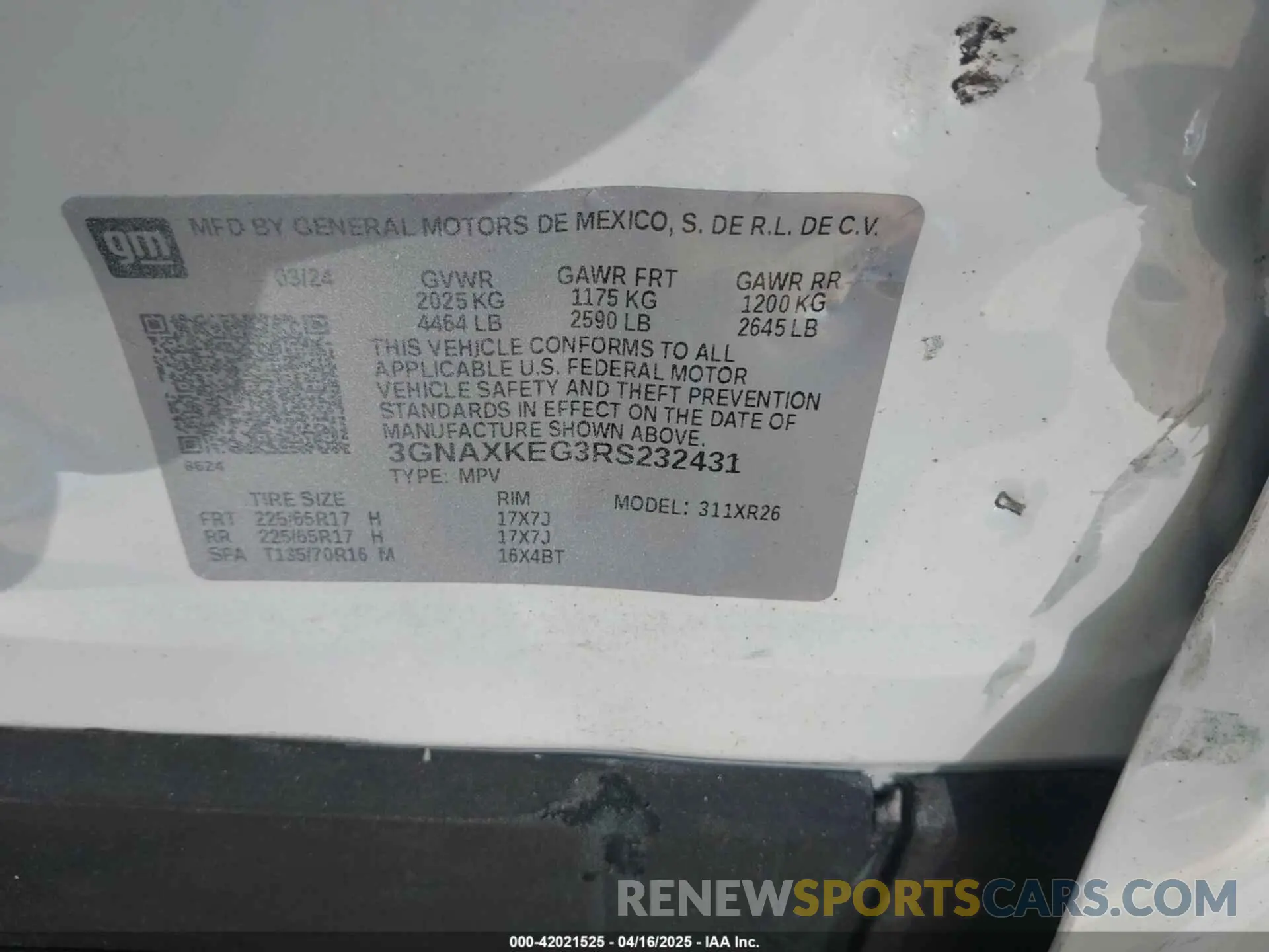 9 Фотография поврежденного автомобиля 3GNAXKEG3RS232431 CHEVROLET EQUINOX 2024