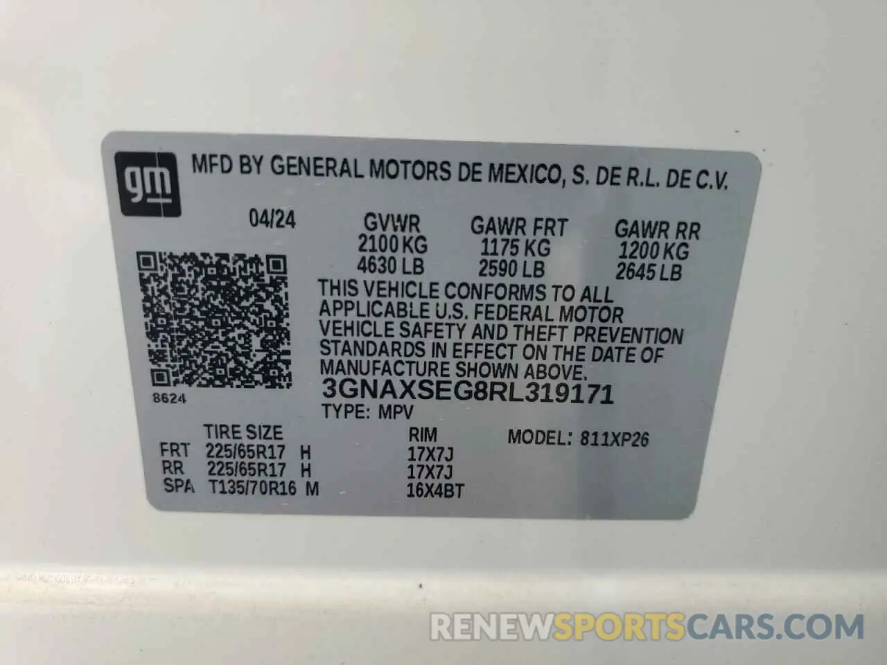 13 Фотография поврежденного автомобиля 3GNAXSEG8RL319171 CHEVROLET EQUINOX 2024
