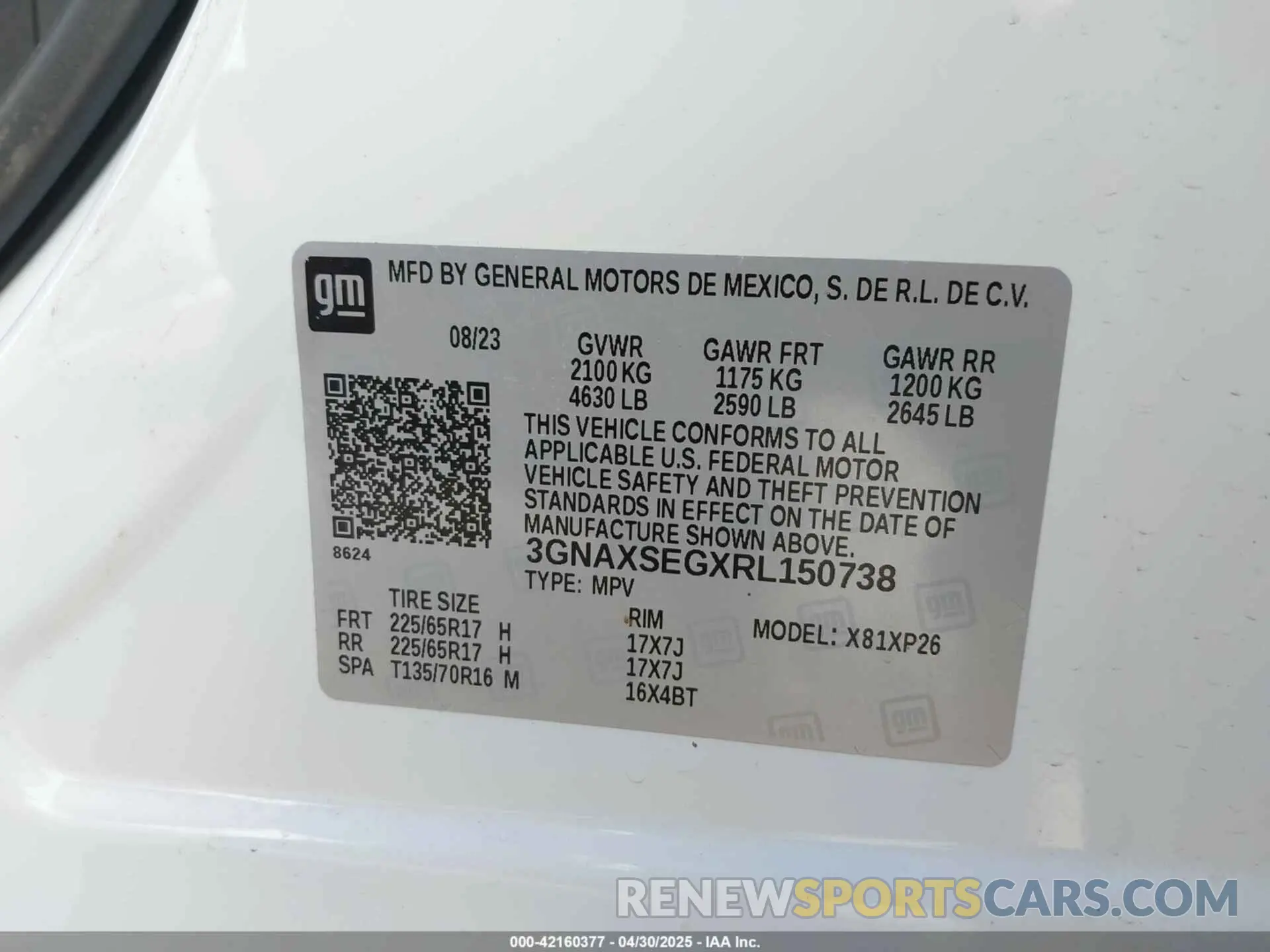 9 Фотография поврежденного автомобиля 3GNAXSEGXRL150738 CHEVROLET EQUINOX 2024