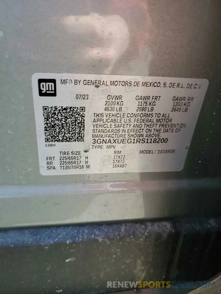 13 Photograph of a damaged car 3GNAXUEG1RS118200 CHEVROLET EQUINOX 2024