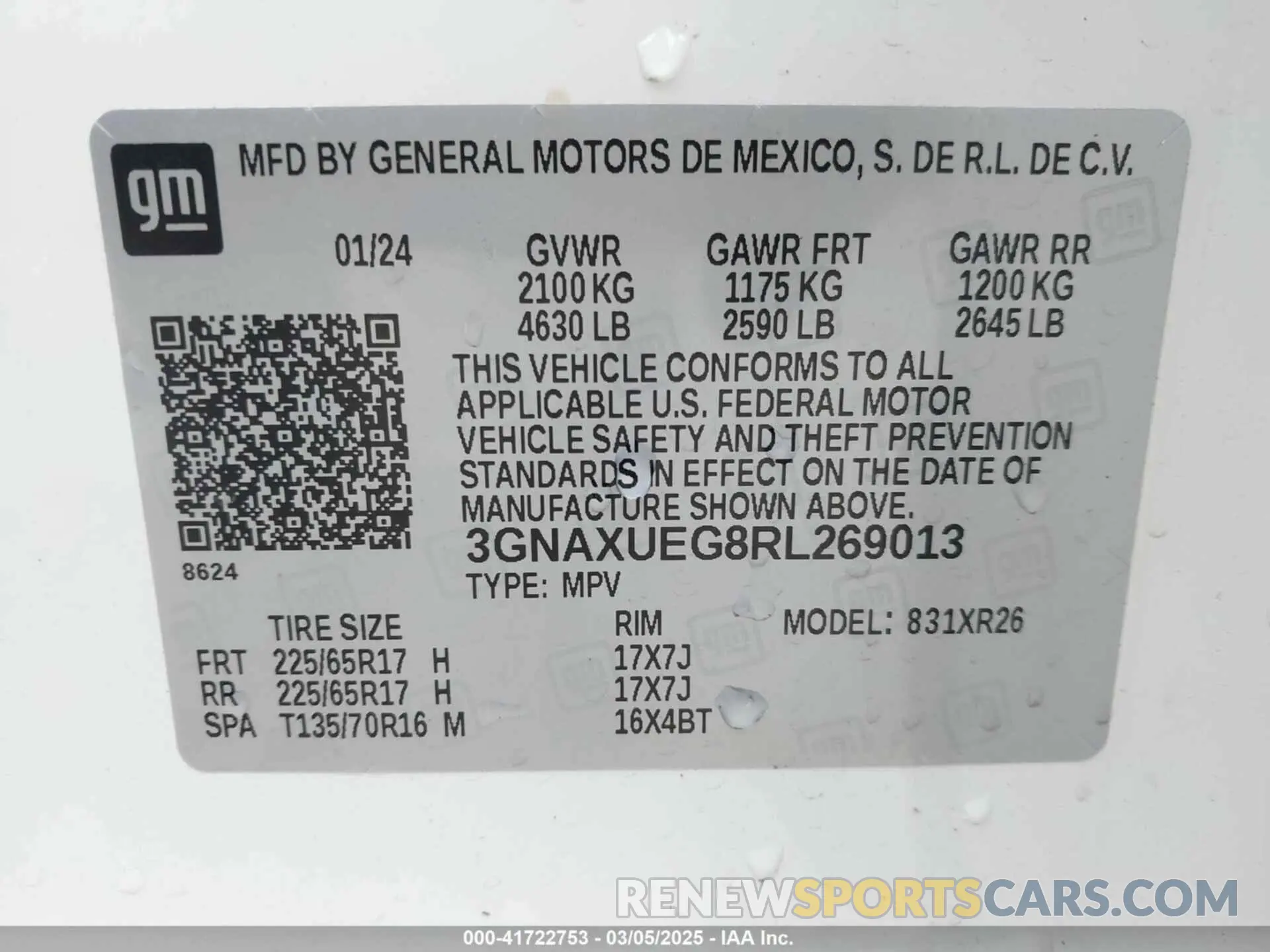 9 Фотография поврежденного автомобиля 3GNAXUEG8RL269013 CHEVROLET EQUINOX 2024