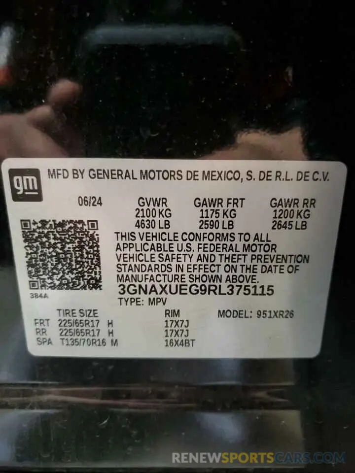 13 Фотография поврежденного автомобиля 3GNAXUEG9RL375115 CHEVROLET EQUINOX 2024
