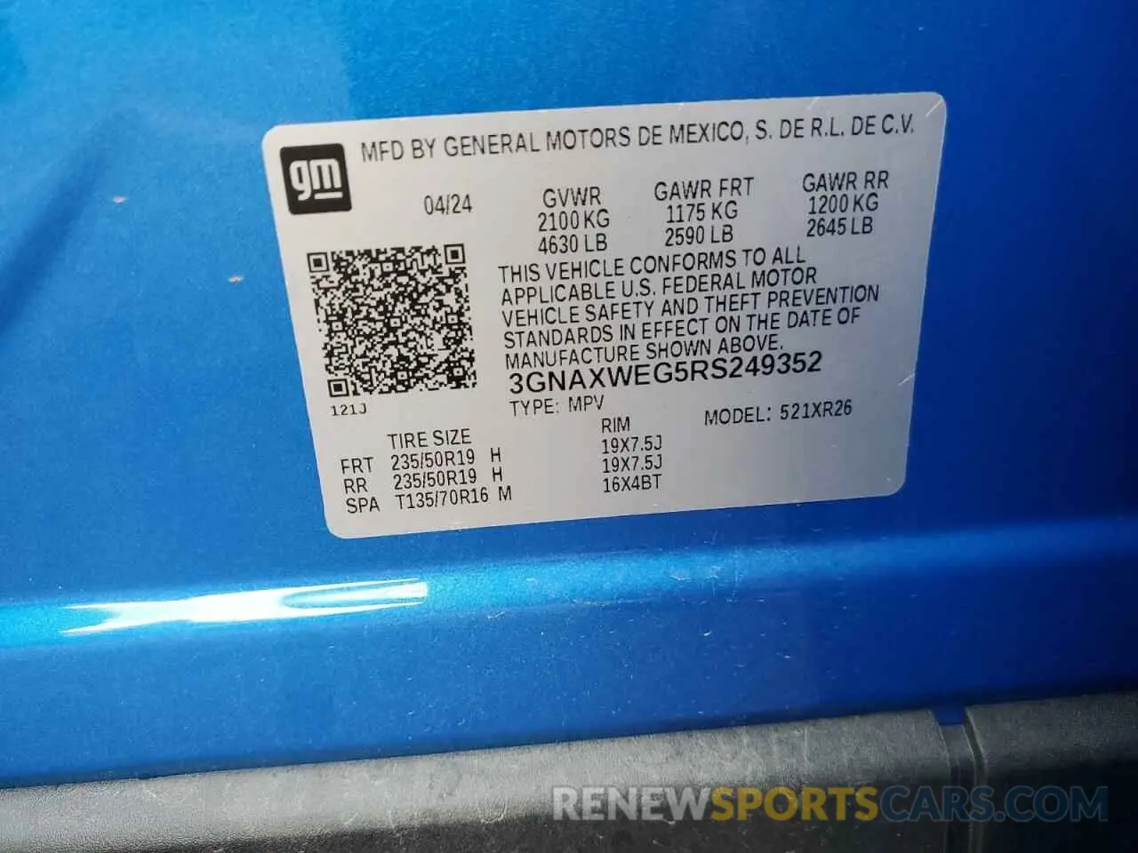 14 Фотография поврежденного автомобиля 3GNAXWEG5RS249352 CHEVROLET EQUINOX 2024