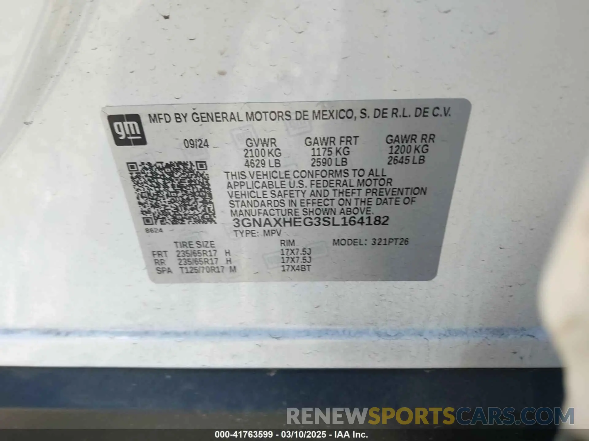 9 Photograph of a damaged car 3GNAXHEG3SL164182 CHEVROLET EQUINOX 2025