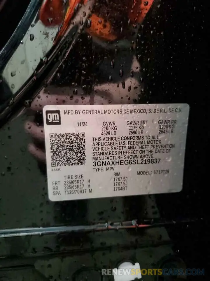 13 Photograph of a damaged car 3GNAXHEG6SL219837 CHEVROLET EQUINOX 2025