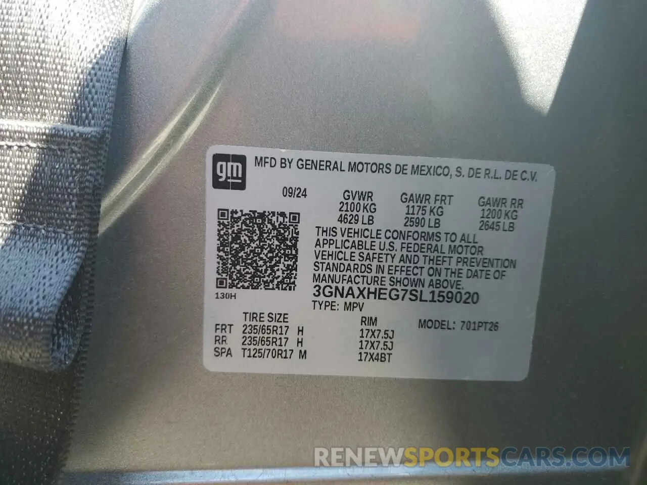 14 Фотография поврежденного автомобиля 3GNAXHEG7SL159020 CHEVROLET EQUINOX 2025