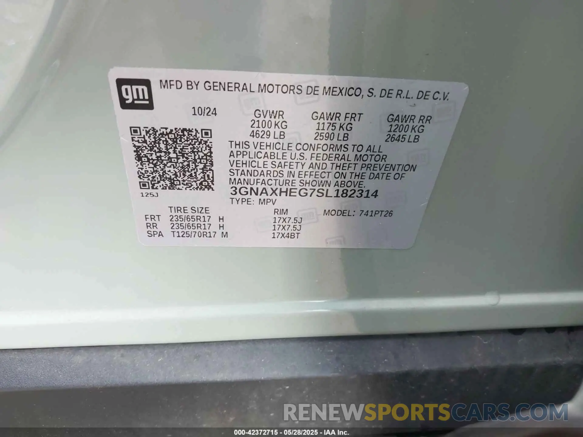 9 Фотография поврежденного автомобиля 3GNAXHEG7SL182314 CHEVROLET EQUINOX 2025