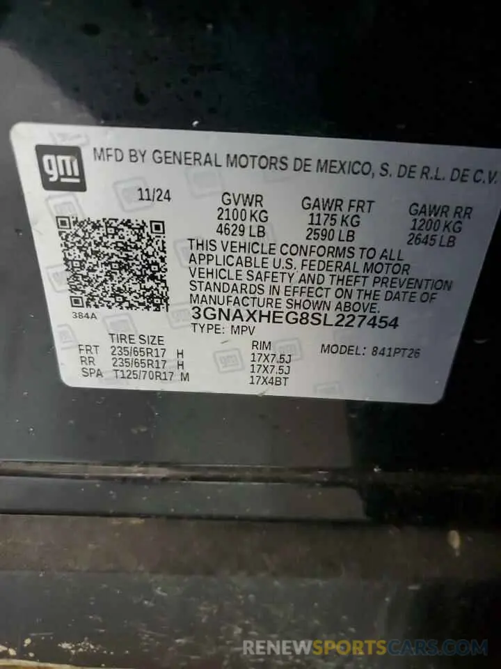 12 Photograph of a damaged car 3GNAXHEG8SL227454 CHEVROLET EQUINOX 2025