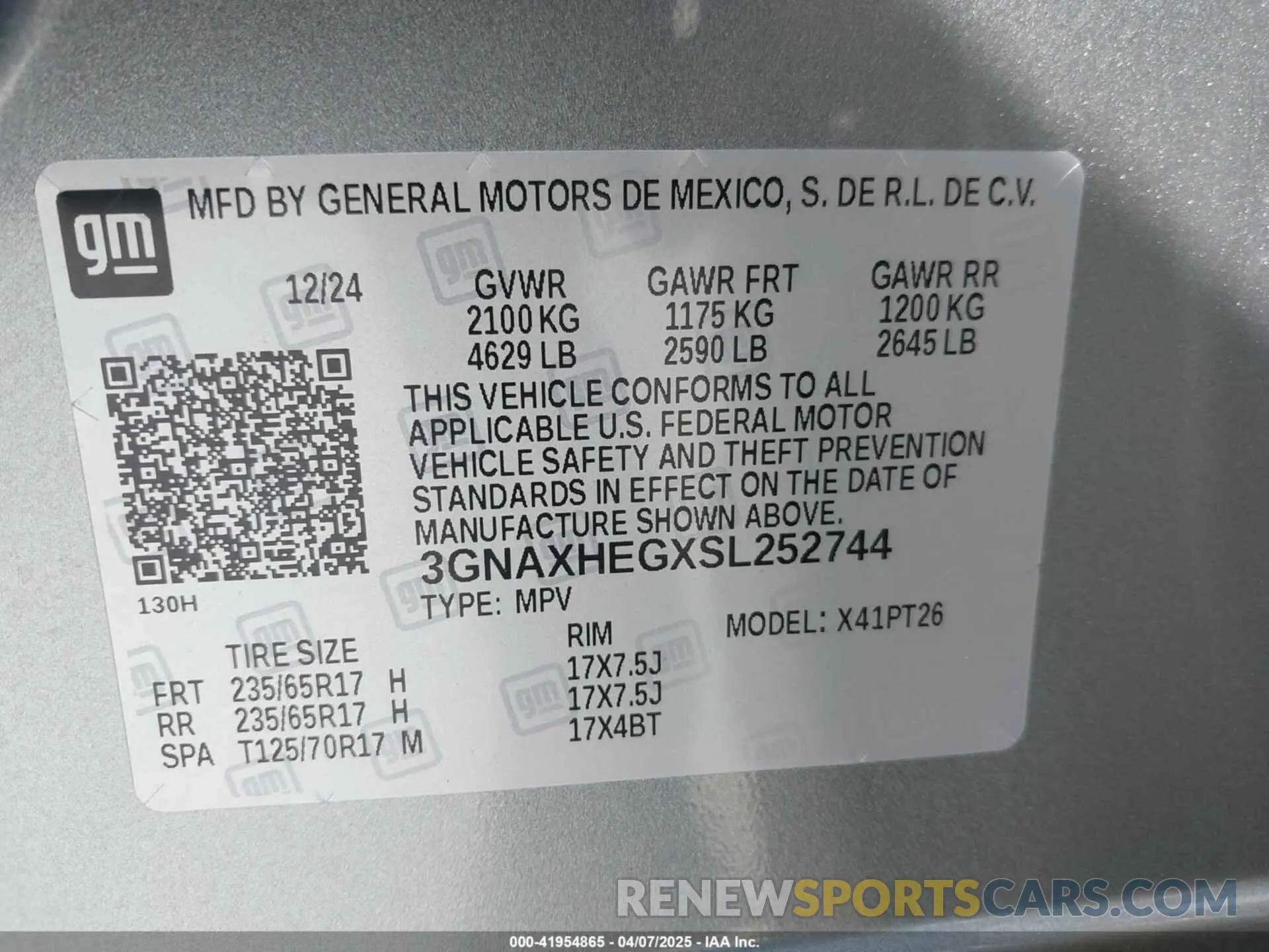 9 Фотография поврежденного автомобиля 3GNAXHEGXSL252744 CHEVROLET EQUINOX 2025