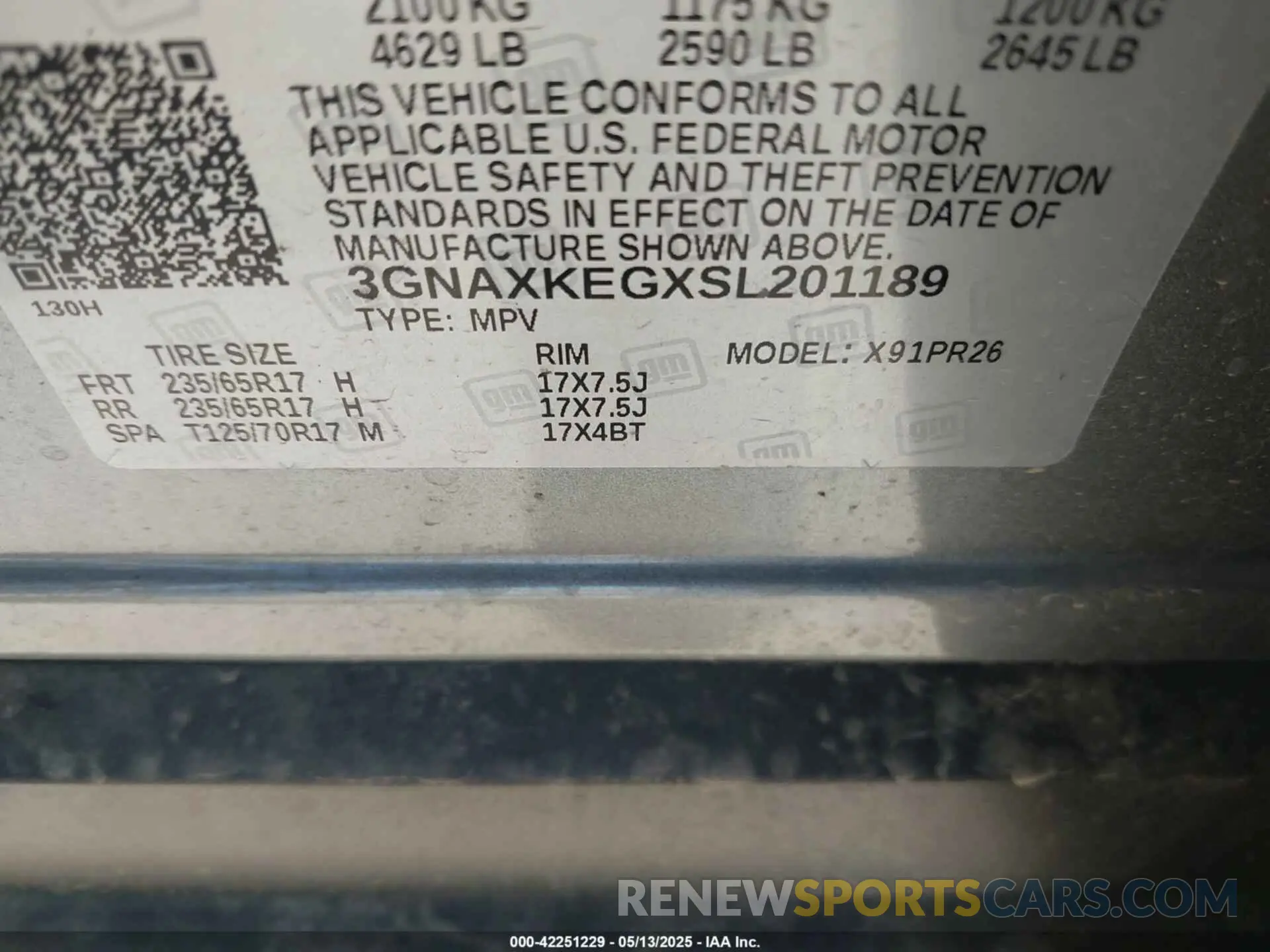 9 Фотография поврежденного автомобиля 3GNAXKEGXSL201189 CHEVROLET EQUINOX 2025