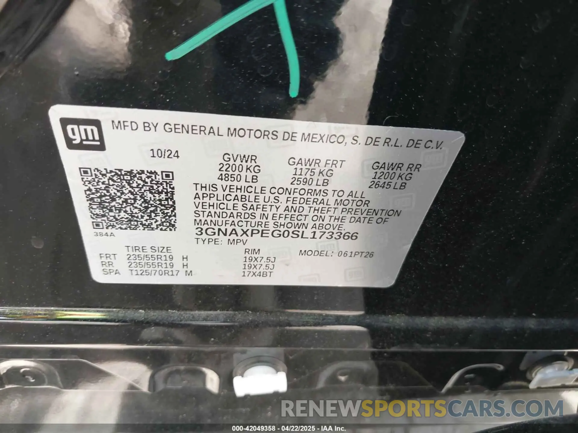 9 Фотография поврежденного автомобиля 3GNAXPEG0SL173366 CHEVROLET EQUINOX 2025